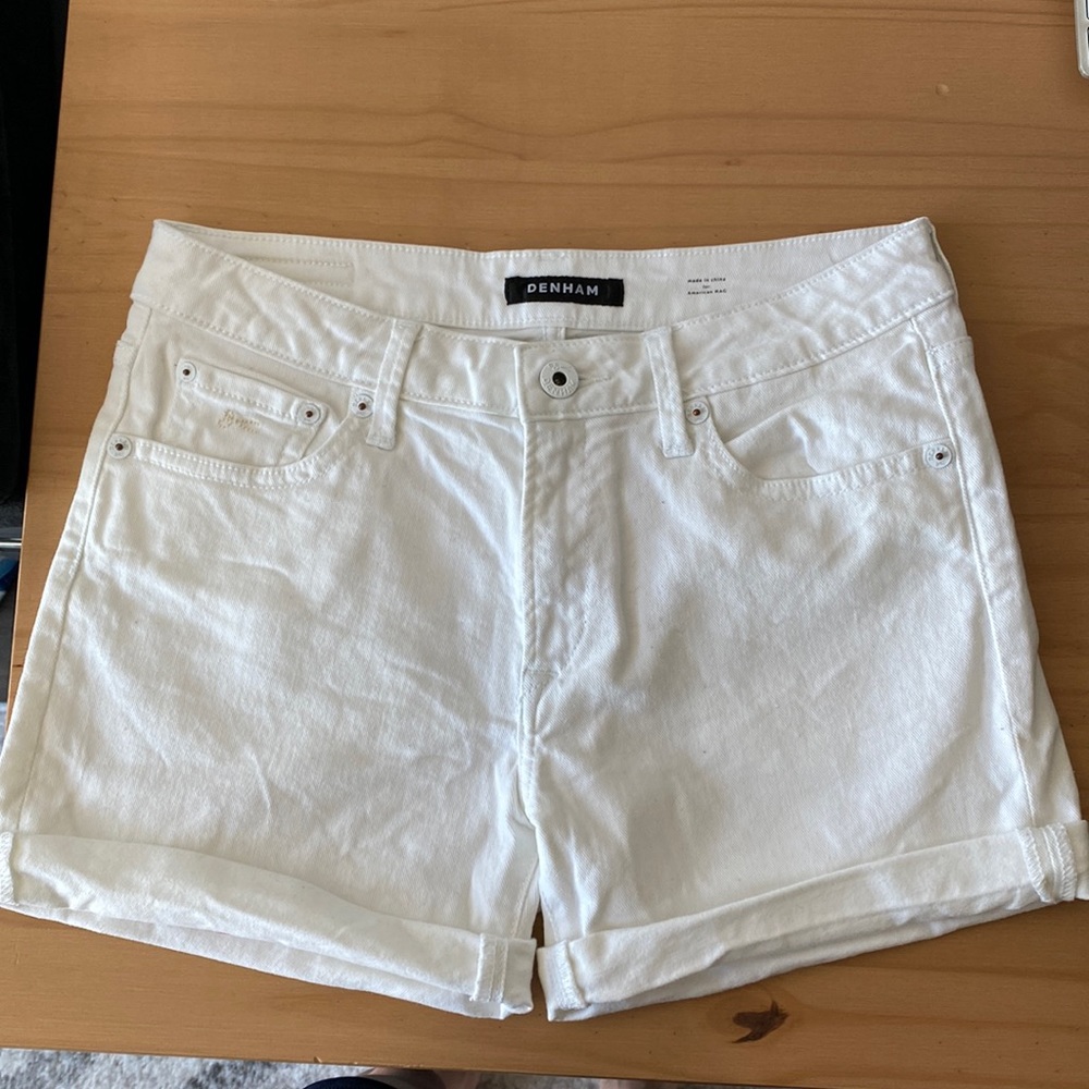 Denham Jeans White Denim Shorts Sz 24